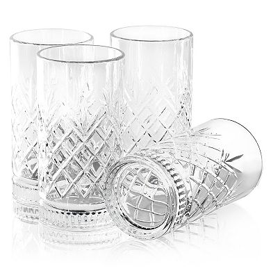 4 Piece 16 Ounce Diamond Glass Tumbler Set