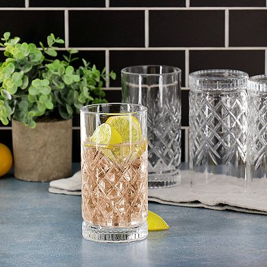4 Piece 16 Ounce Diamond Glass Tumbler Set
