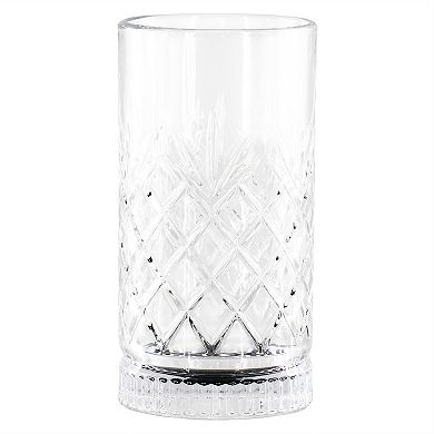 4 Piece 16 Ounce Diamond Glass Tumbler Set