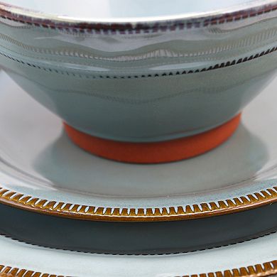 12 Piece Round Terracotta Dinnerware Set in Teal