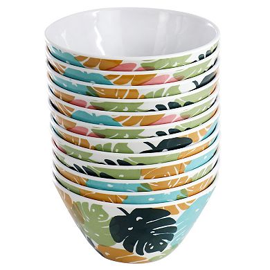 12 Piece 6 Inch Melamine Bowl Set in Multi Color Leaf