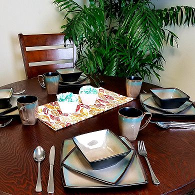 16-Piece Square Dinnerware Set, Taupe