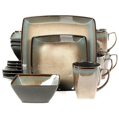 16-Piece Square Dinnerware Set, Taupe