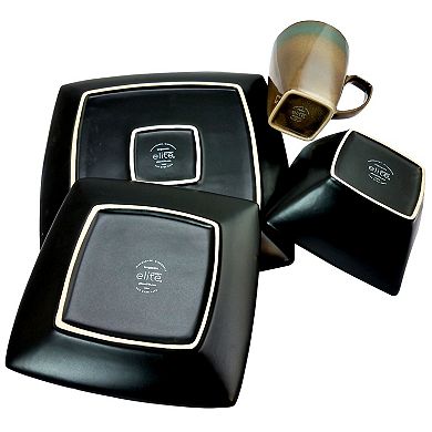 16-Piece Square Dinnerware Set, Taupe