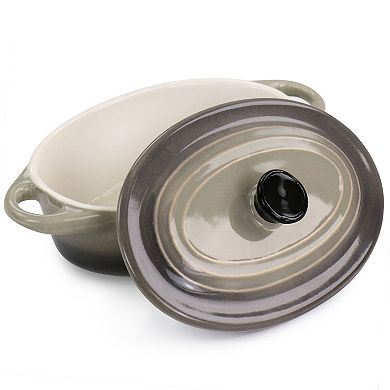3 Piece 6.7oz Stoneware Mini Oval Casserole Set in Assorted Colors