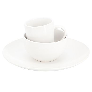 12 Piece Round Stoneware Dinnerware Set in White