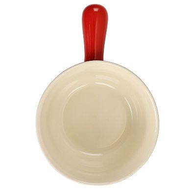 2 Piece Stoneware 22oz Soup Bowl Set with Long Handle in Gradient Red