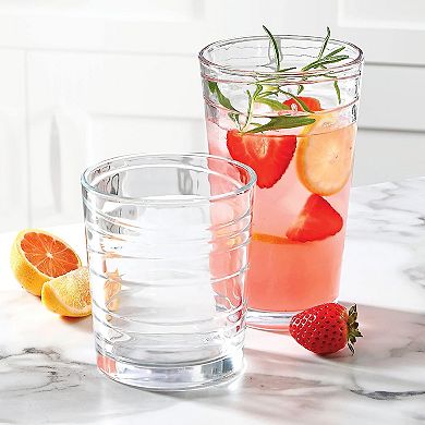 4 Piece 13.5 Ounce Swirl Glass Tumbler Set