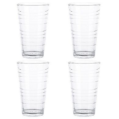 4 Piece 13.5 Ounce Swirl Glass Tumbler Set
