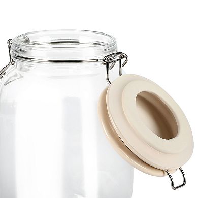 3 Piece Glass Canister Set with Ceramic Lids in Off-White