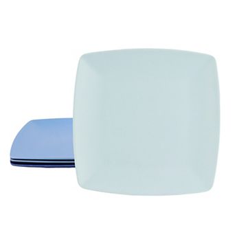 4 pc 8.5 Inch Square Melamine Dessert Plate Set in Assorted Blue
