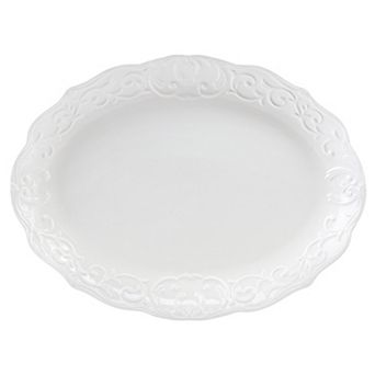 18.75 x 14 Inch Durastone Oval Platter in White