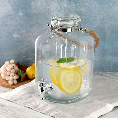1.3 Gallon Glass Beverage Dispenser with Rope Handle