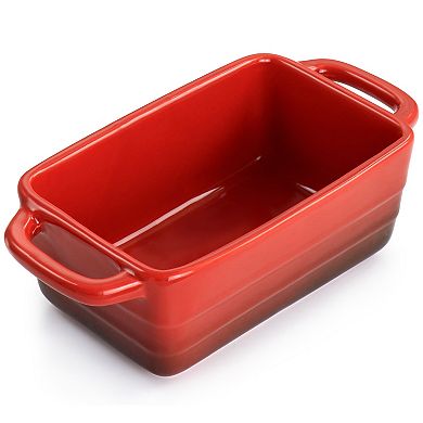 6 Piece 12 Ounce Stoneware Mini Loaf Pan Baker Set in Gradient Red