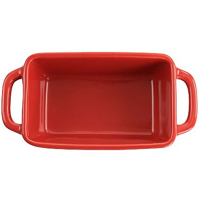 6 Piece 12 Ounce Stoneware Mini Loaf Pan Baker Set in Gradient Red