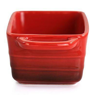 6 Piece 12 Ounce Stoneware Mini Loaf Pan Baker Set in Gradient Red