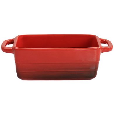 6 Piece 12 Ounce Stoneware Mini Loaf Pan Baker Set in Gradient Red