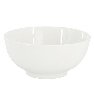 2 Piece 6.9 Inch Fine Ceramic Noodle Bowl Set in White
