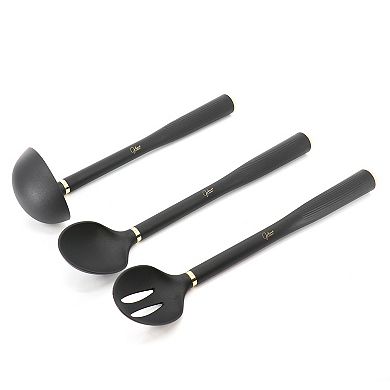 10 Piece Nylon Kitchen Tool Set and Utensil Crock in Black and Gold