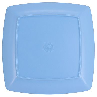4 Piece 10.5 Inch Square Melamine Dinner Plate Set in Assorted Blue