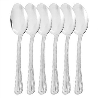 6 pc Stainless Steel Teaspoon Flatware Set in Silver