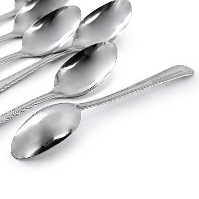 6 Piece Stainless Steel Teaspoon Flatware Set in Silver