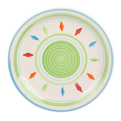 12 Piece Hand Painted Durastone Dinnerware Set in Green