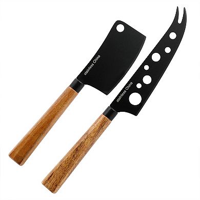 3 Piece Acacia Wood Charcuterie Serving Board and Cheese Knife Set in Brown