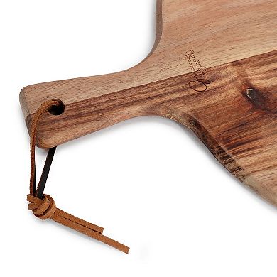 3 Piece Acacia Wood Charcuterie Serving Board and Cheese Knife Set in Brown