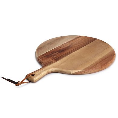 3 Piece Acacia Wood Charcuterie Serving Board and Cheese Knife Set in Brown