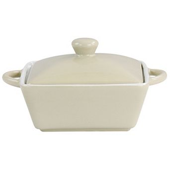 Mini Stoneware Casserole with Lid in Beige
