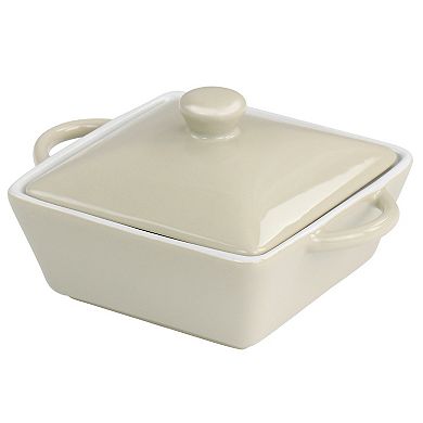 Mini Stoneware Casserole with Lid in Beige