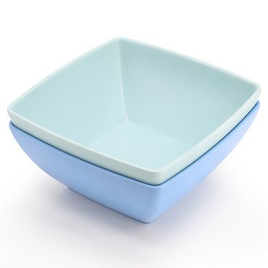 4 Piece 6 Inch Square Melamine Dinner Bowl Set in Assorted Blue