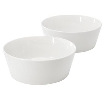 2 pc 6.75 Inch Round Fine Ceramic Side Bowl Sets in White
