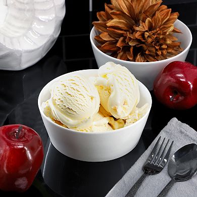 2 Piece 6.75 Inch Round Fine Ceramic Side Bowl Sets in White