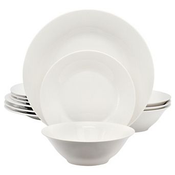 12 pc Round Fine Ceramic Dinnerware Set