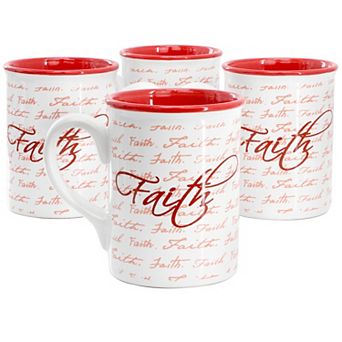 4 pc 16 Ounce Stoneware Mug Set in Red