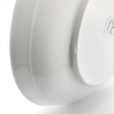 2 Piece 11 Inch Round Fine Ceramic Serving Bowl Set in White