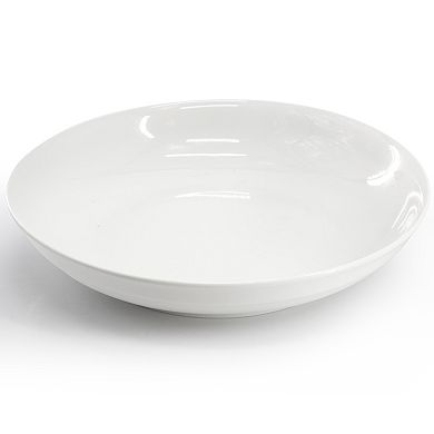 2 Piece 11 Inch Round Fine Ceramic Serving Bowl Set in White