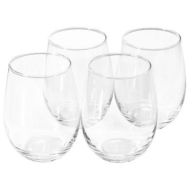 4 Piece 18oz Classic Stemless Wine Glass Set