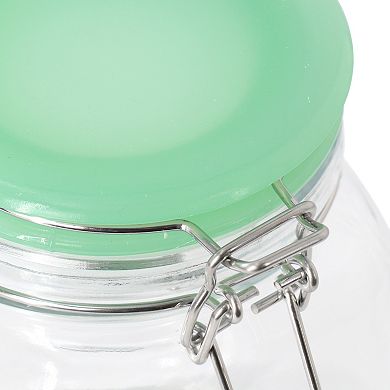5 Piece Glass Canister Set with Jadeite Green Lids