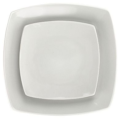 16 Piece Square Stoneware Dinnerware Set in Shell White