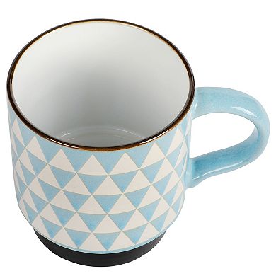 4 Piece 15 Ounce Stackable Coffee Mug Set in Assorted Designs