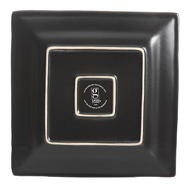 12 Piece Hard Square Stoneware Dinnerware Set in Blue and Black