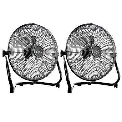 14 Inch Twin Pack Industrial High Velocity Heavy Duty Metal Floor Fan with 3 Speed Settings