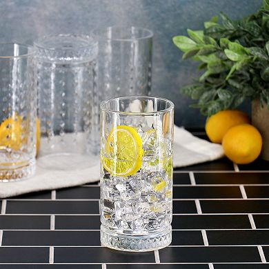 4 Piece 16 Ounce Teardrop Glass Tumbler Set