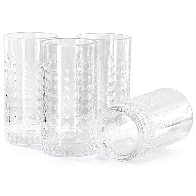 4 Piece 16 Ounce Teardrop Glass Tumbler Set