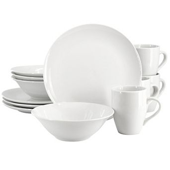 12 pc Fine Ceramic Dinnerware Set in White
