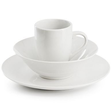 12 Piece Fine Ceramic Dinnerware Set in White