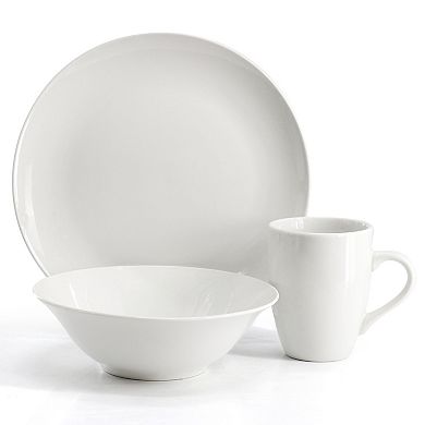 12 Piece Fine Ceramic Dinnerware Set in White